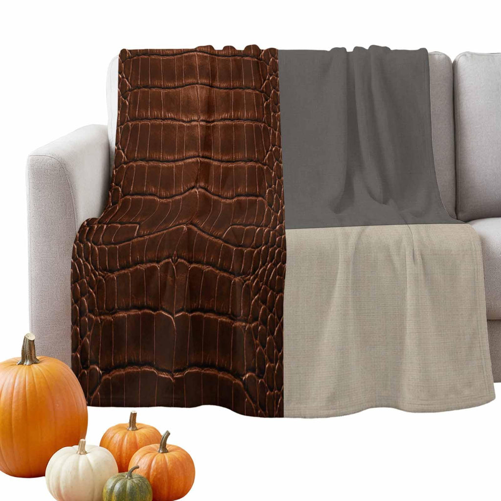Leather-Pattern Flannel Fleece Throw Blanket