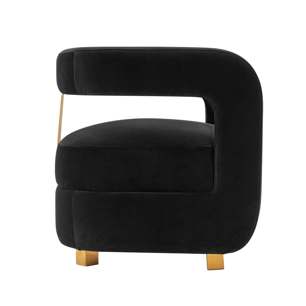 Manhattan Comfort Amirah Modern Velvet Accent Chairs with Geometric Floating Open