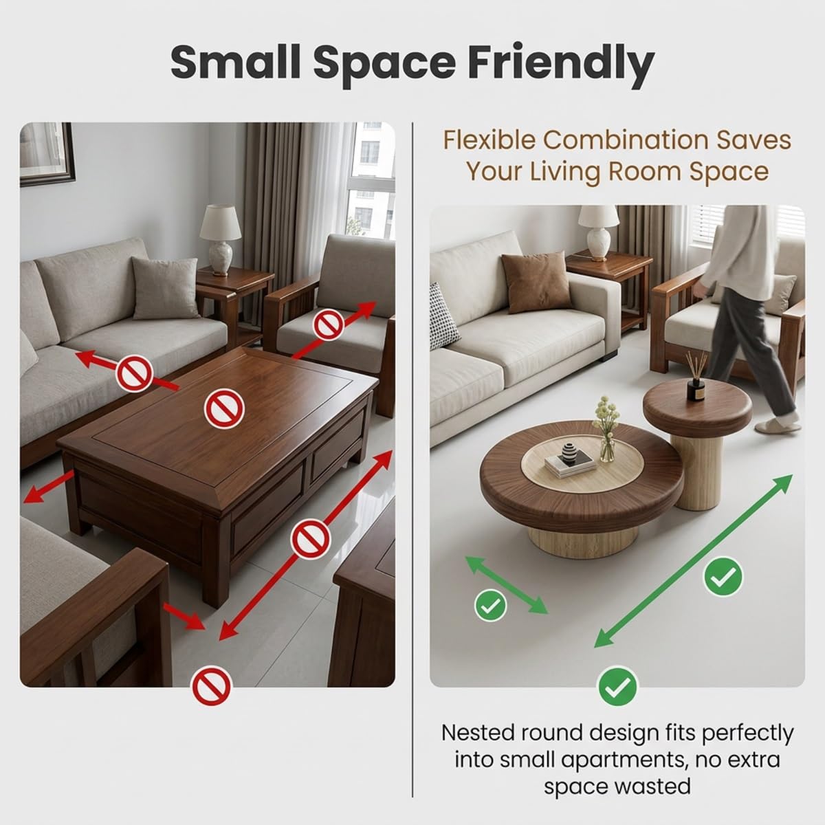 Round Nesting Coffee Table Set