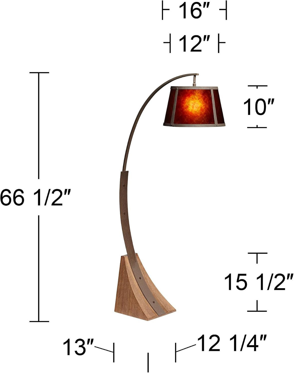 Oak River Dark Rust and Amber Mica Arc 66 1/2" Tall Floor Lamp USB Dimmer