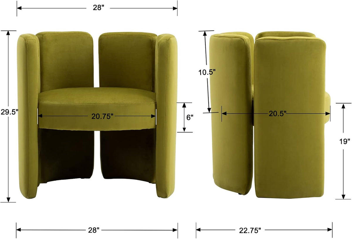 chairus Modern Accent Chair, Unique Velvet Barrel Reading Chair, Green