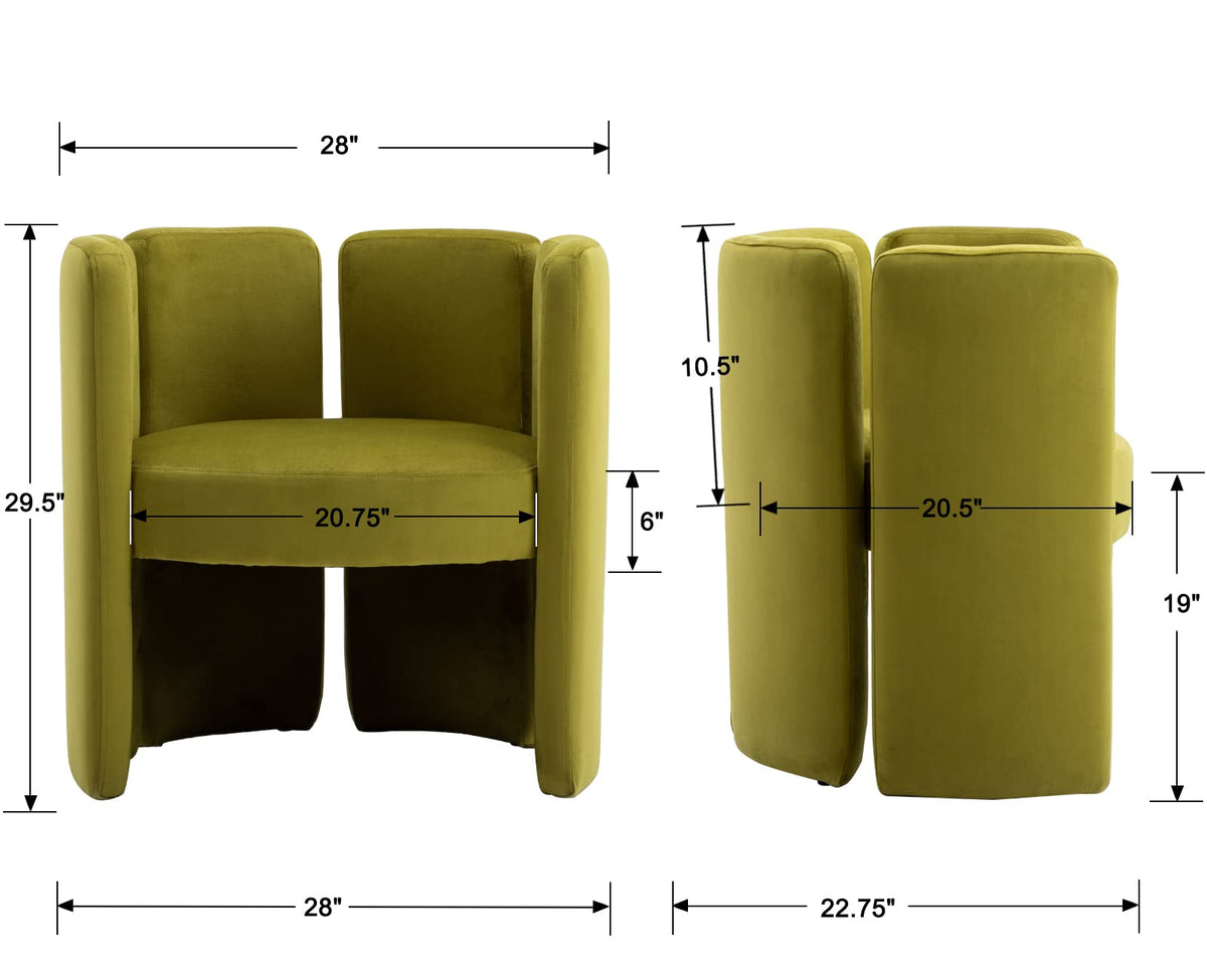 chairus Modern Accent Chair, Unique Velvet Barrel Reading Chair, Green