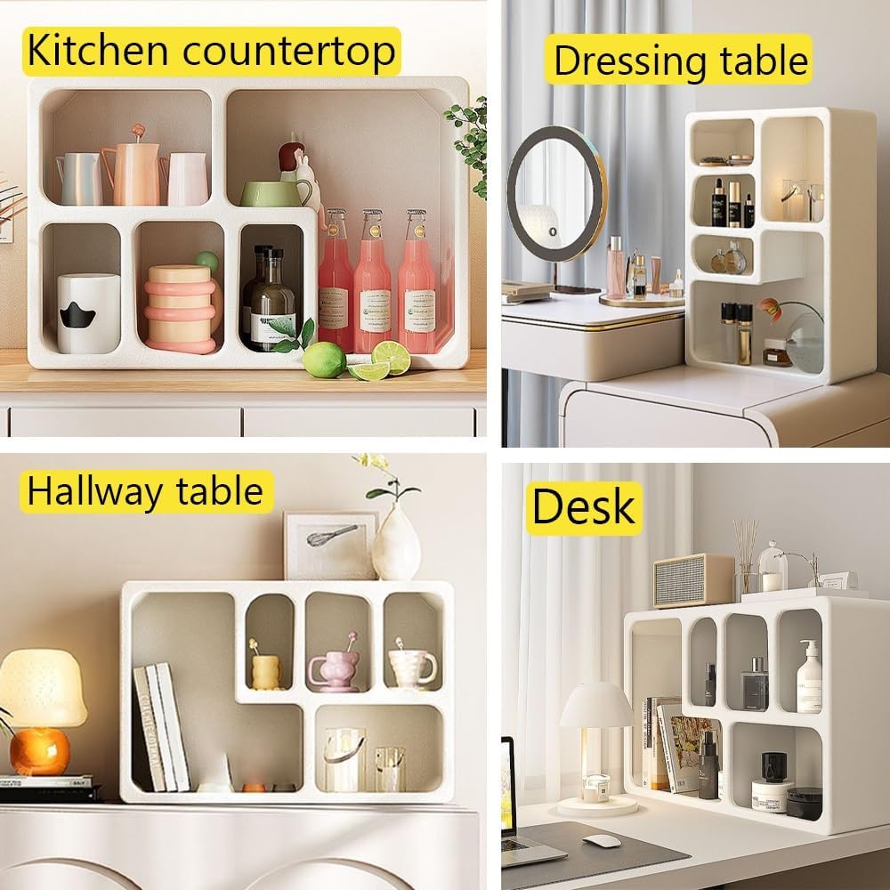 5-Cube Wood Storage Organizer, Geometric, Versatile Arched Wall Shelf and Home Storage Solution, Floating Shelf for Books, Cups, Cosmetics and Decorative Items
