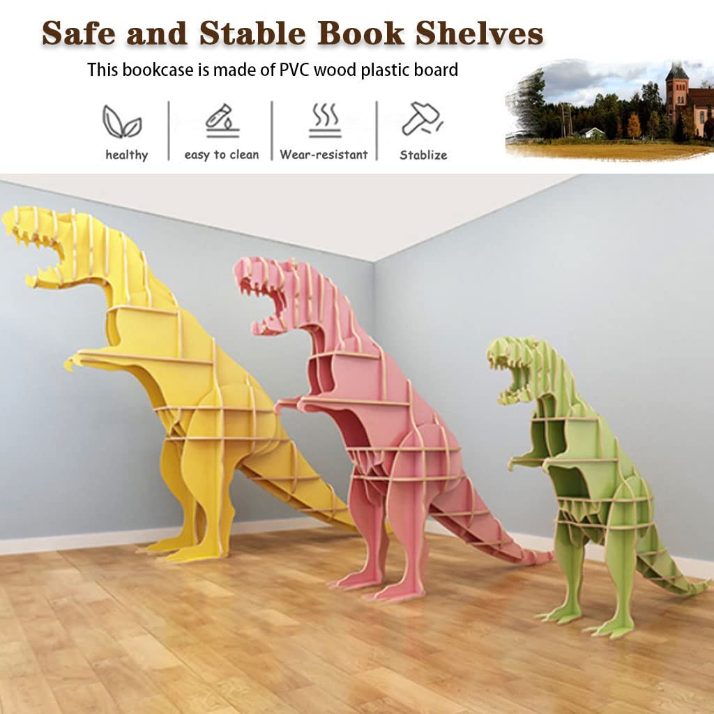Bookshelf Bookshelf Small Corner Creative Dinosaur Shape Bookshelf, Floor Animal Ornament Decoration, Kindergarten Book Display Stand, Easy to Install (Color : White Color, Size : 106 * 27 * 80cm)