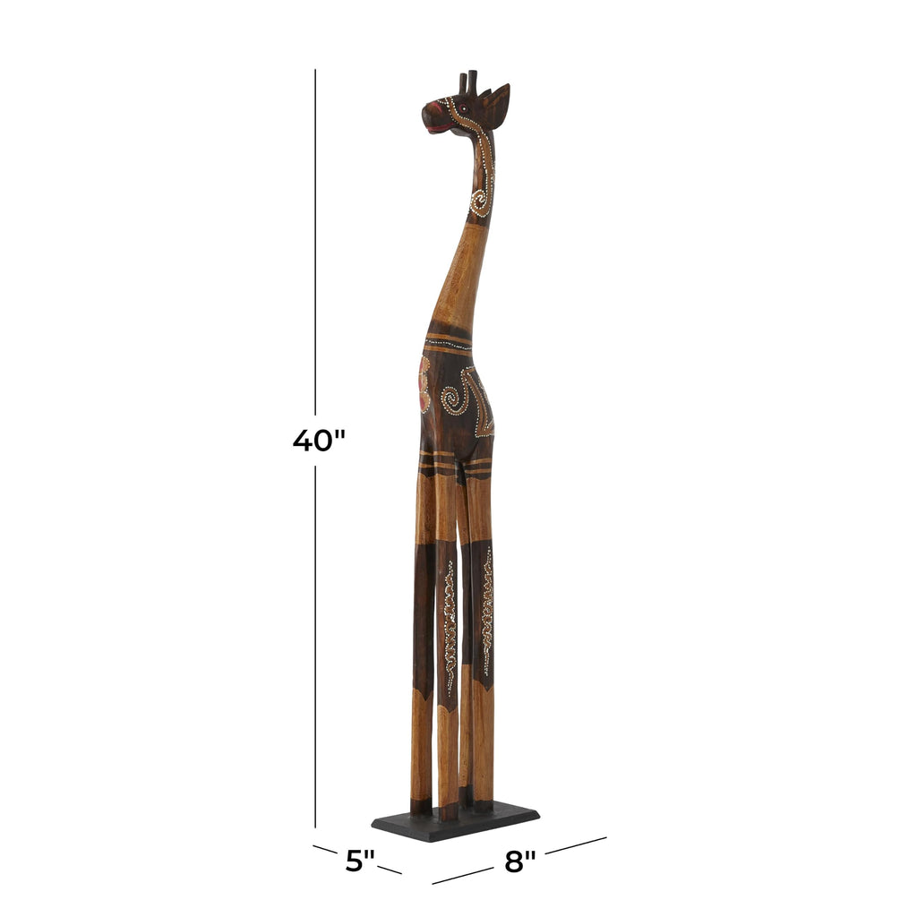 Deco 79 Wood Giraffe Sculpture, Sculpture 11" x 6" x 47", Brown