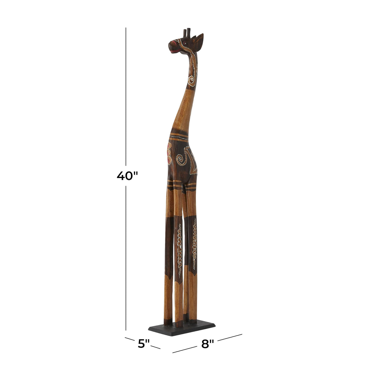 Deco 79 Wood Giraffe Sculpture, Sculpture 11" x 6" x 47", Brown