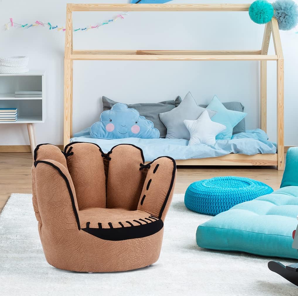Kids Baseball Glove Toddler Armchair Couch with Solid Wood Frame for Playroom