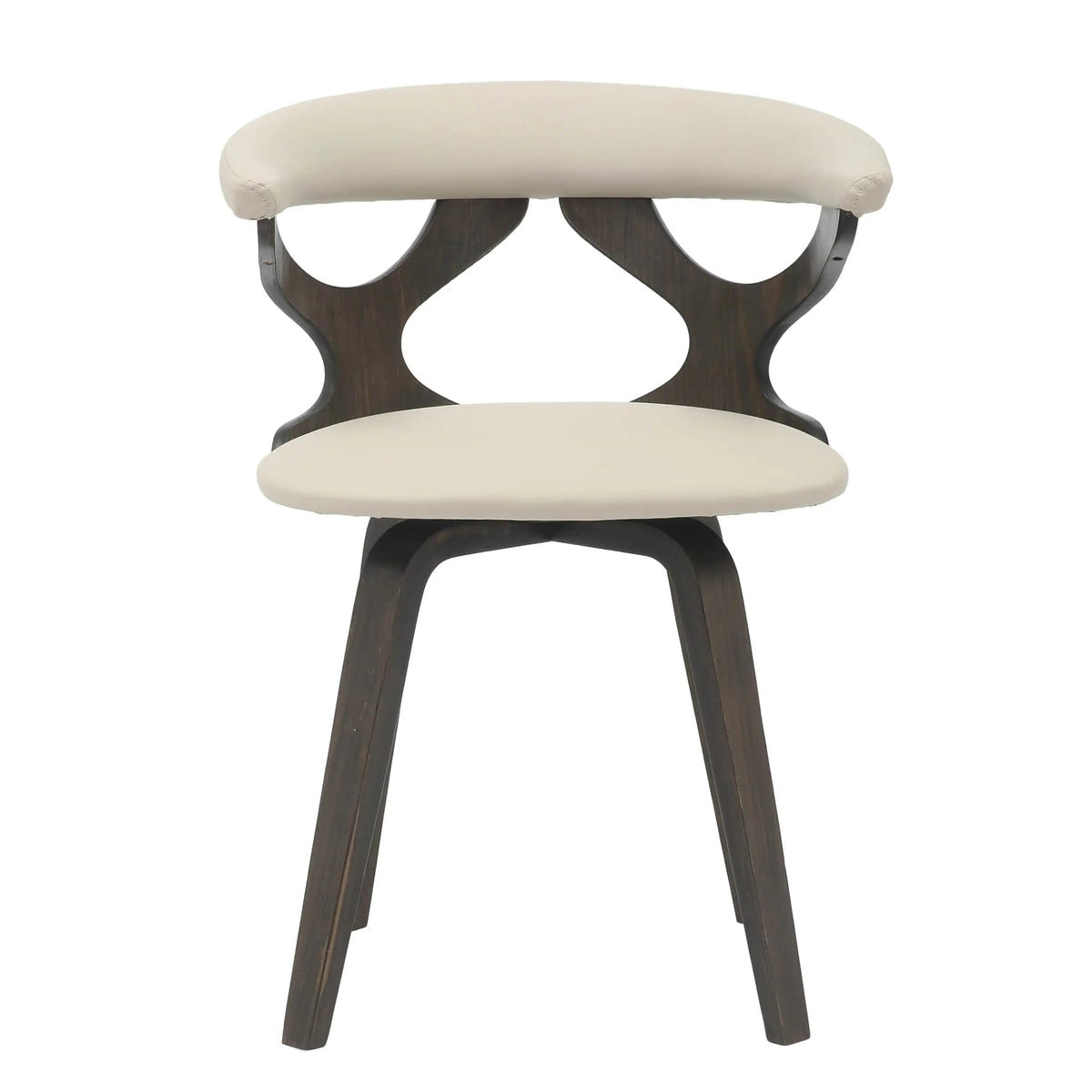 LeisureMod Klyne Leather Dining Chair with Poplar Wood Frame – Mid-Century Wooden