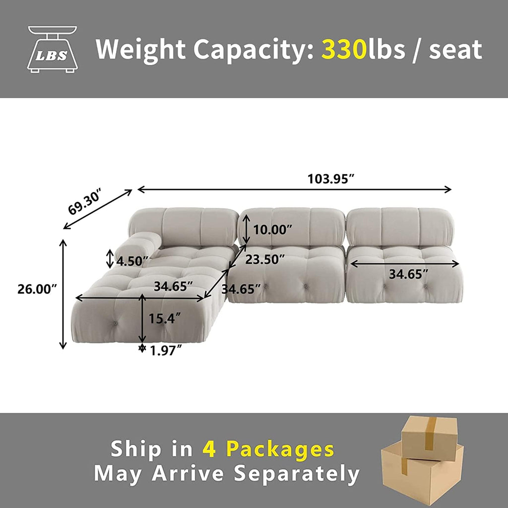 JACH Black Modular Sectional Sofa