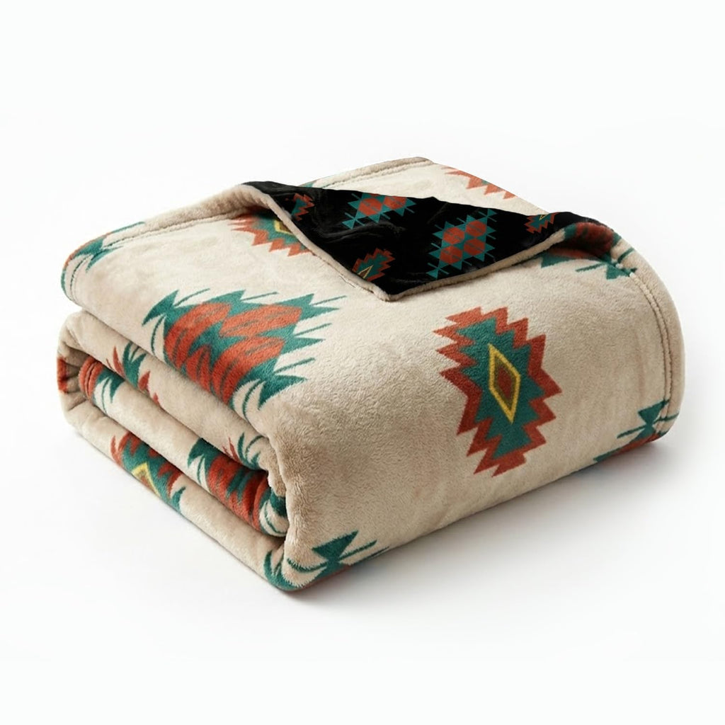 Sacred Thread Aztec Blanket Fleece, Western Blanket (Coffee Flannel) (King)