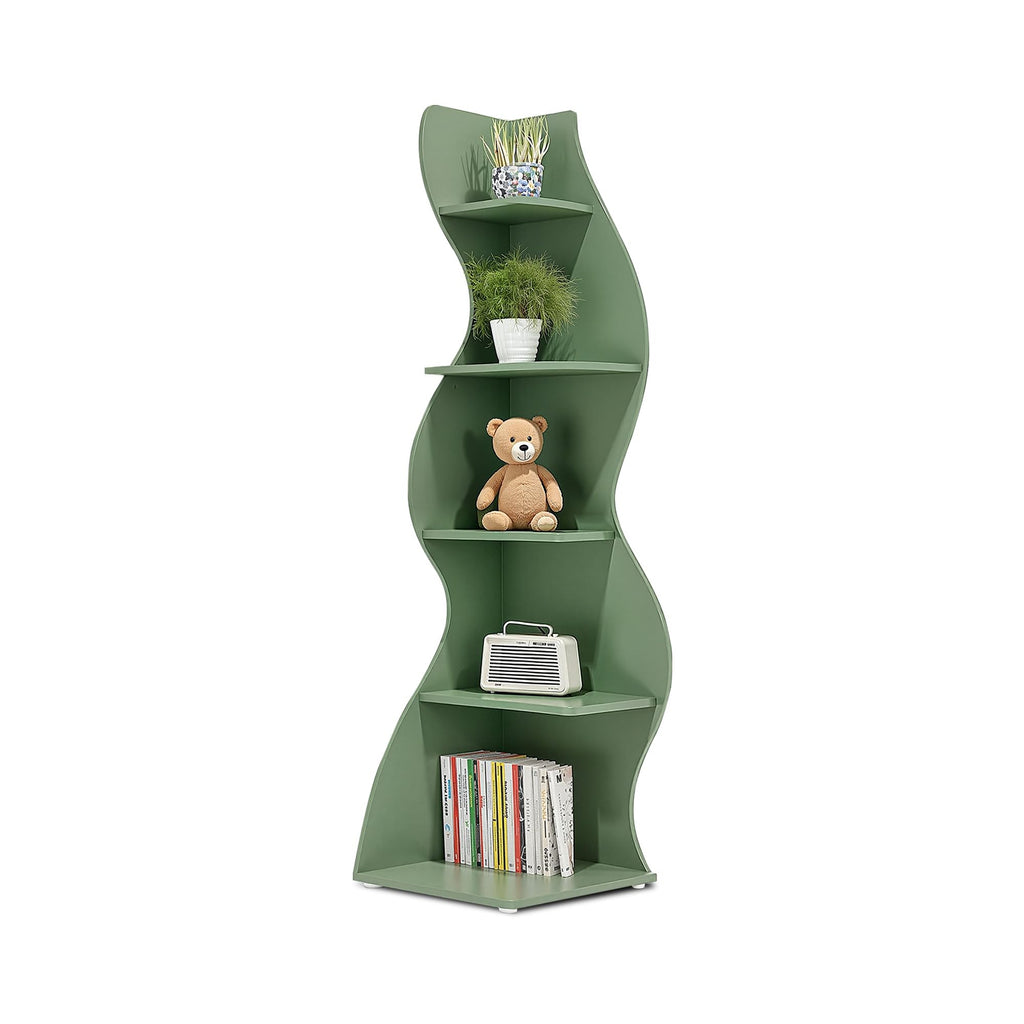 Bookcase Freestanding 71.3" Modern Book Case Display Shelf Tall Bookshelf with S-Shaped Pattern for Bedroom, Home Office, and Living Room, Black