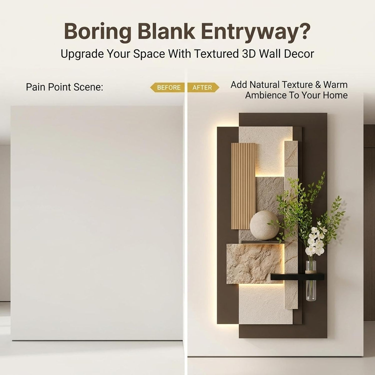 Double-Layer 3D Sandstone Wall Art with Vase