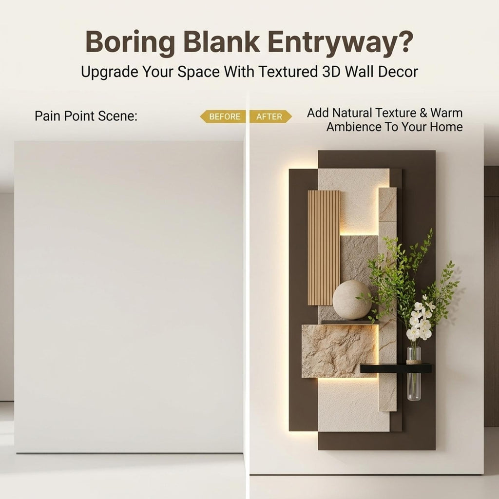 Double-Layer 3D Sandstone Wall Art with Vase