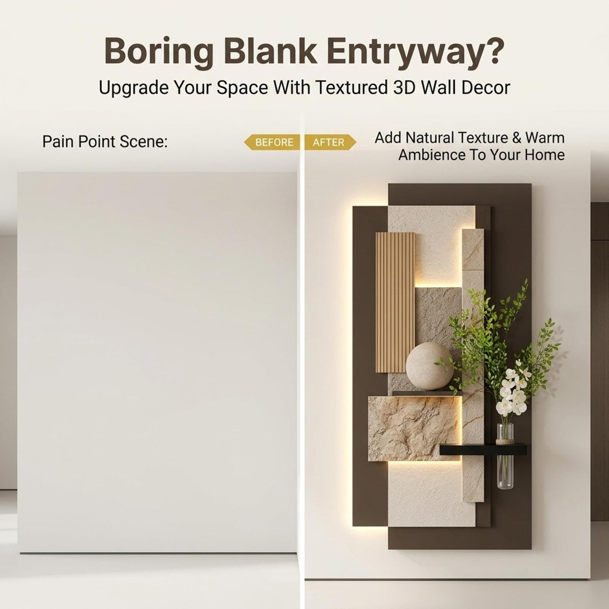 Double-Layer 3D Sandstone Wall Art with Vase
