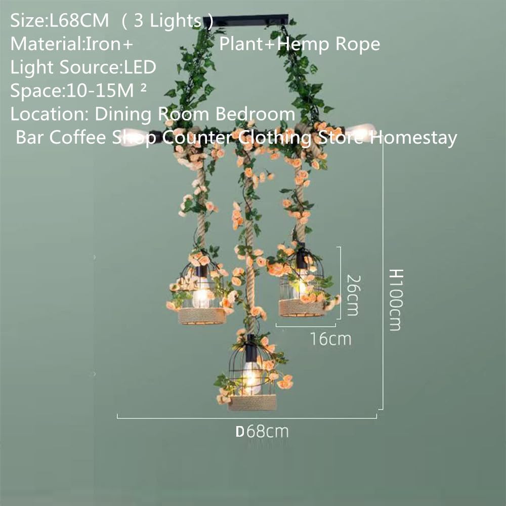 American Pastoral Restaurant Pendant Light LED Retro Creativity Hemp Rope Music