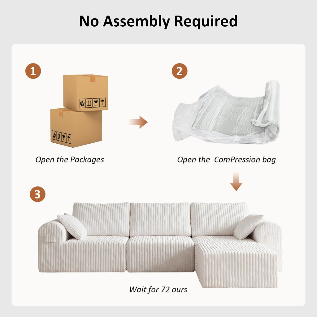 106" Modular Corduroy Cloud Sectional Sofa