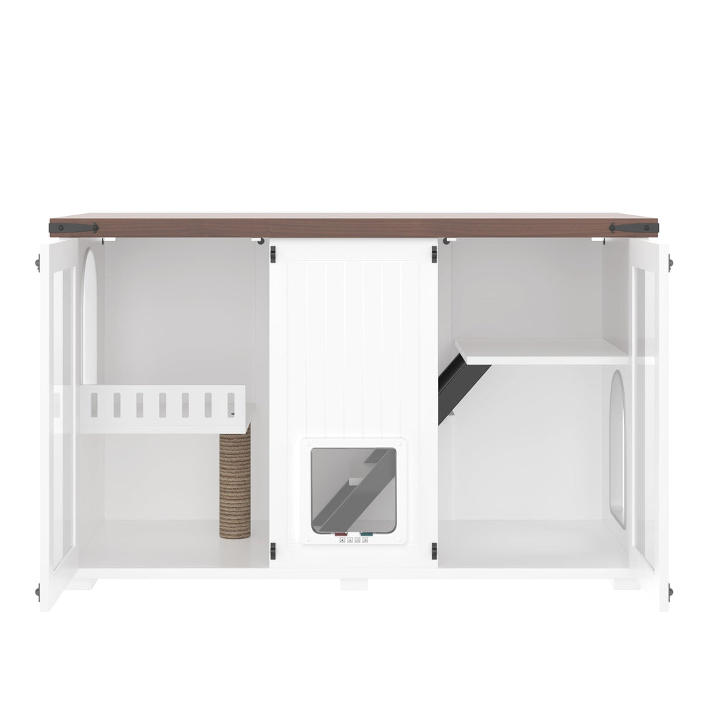 39.4 Inch 3-Tier Hidden Litter Box Furniture, Black/Brown