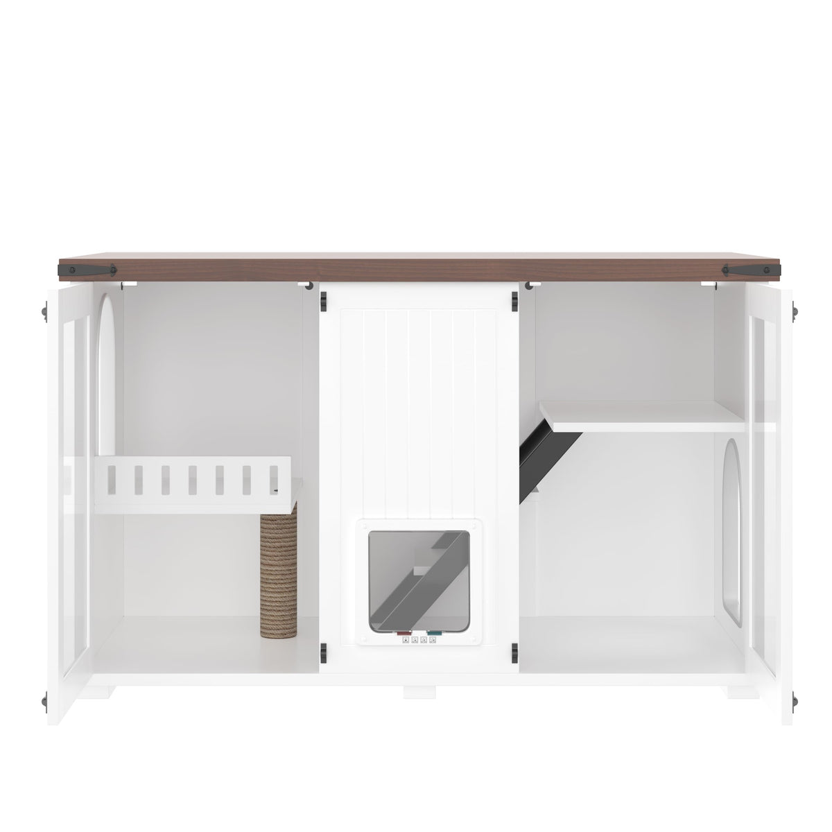 39.4 Inch 3-Tier Hidden Litter Box Furniture, Black/Brown