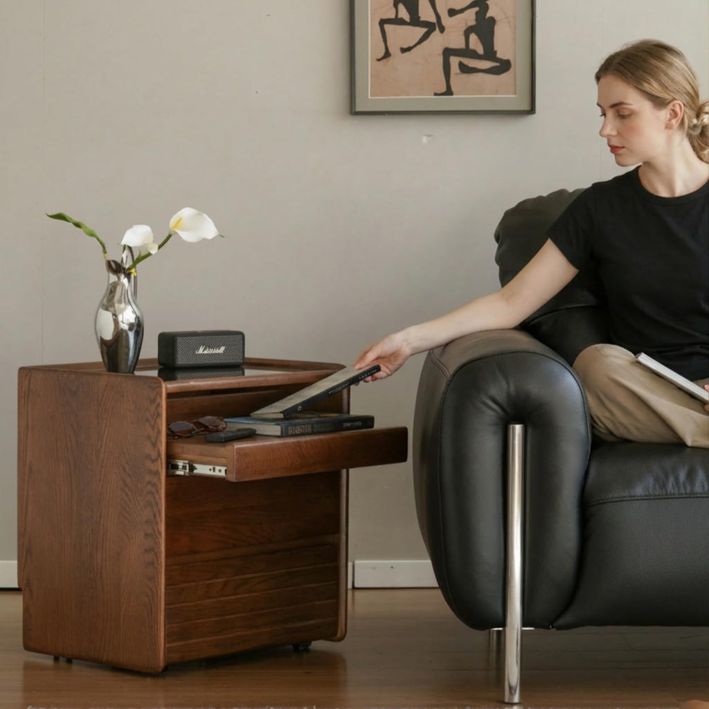 Solid Wood Two-Drawer Nightstand