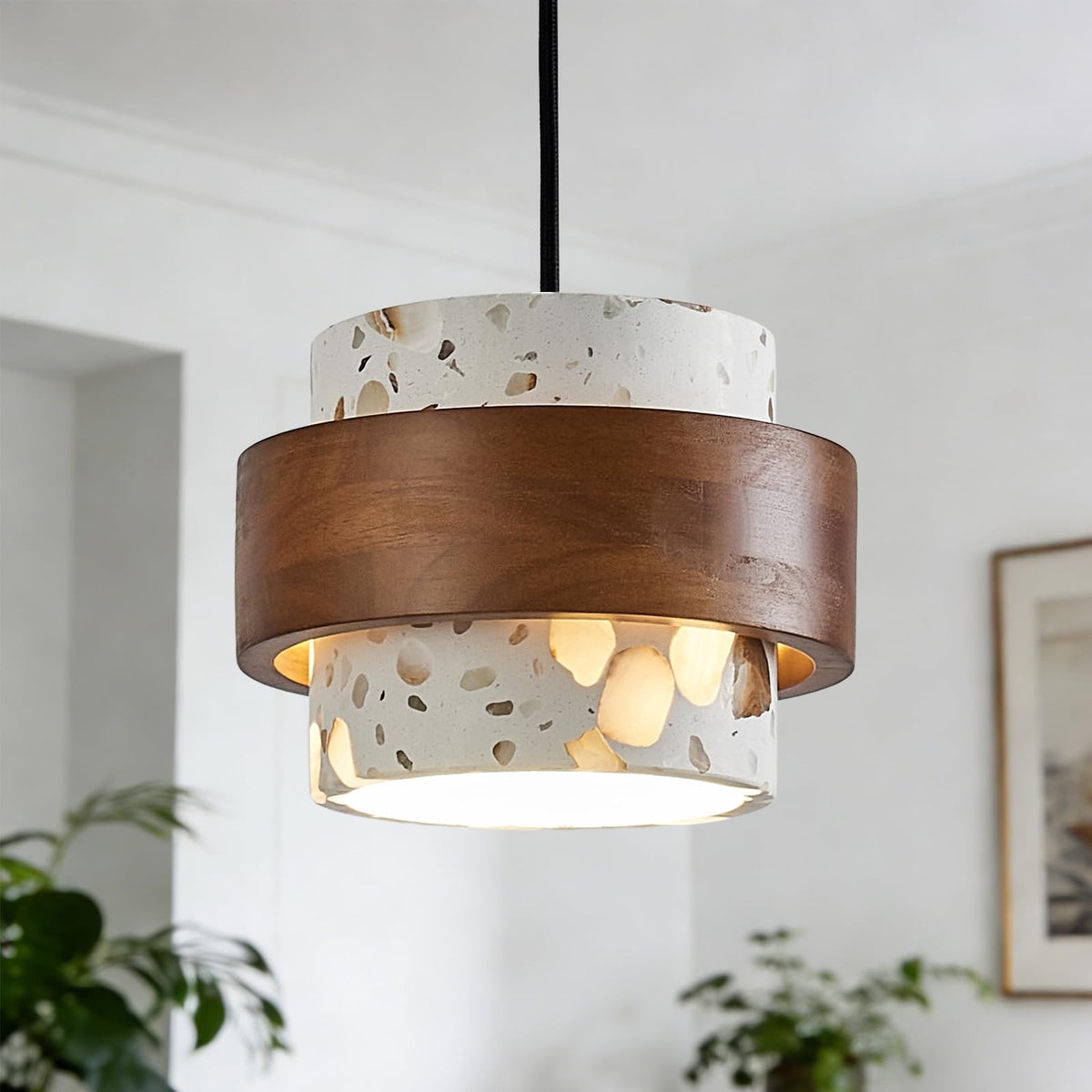 Cement & Wood Pendant Light
