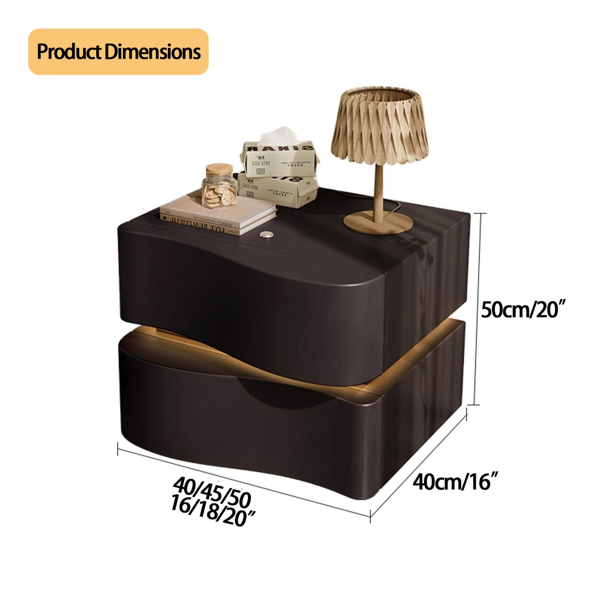 Fluted Touch-Light Nightstand