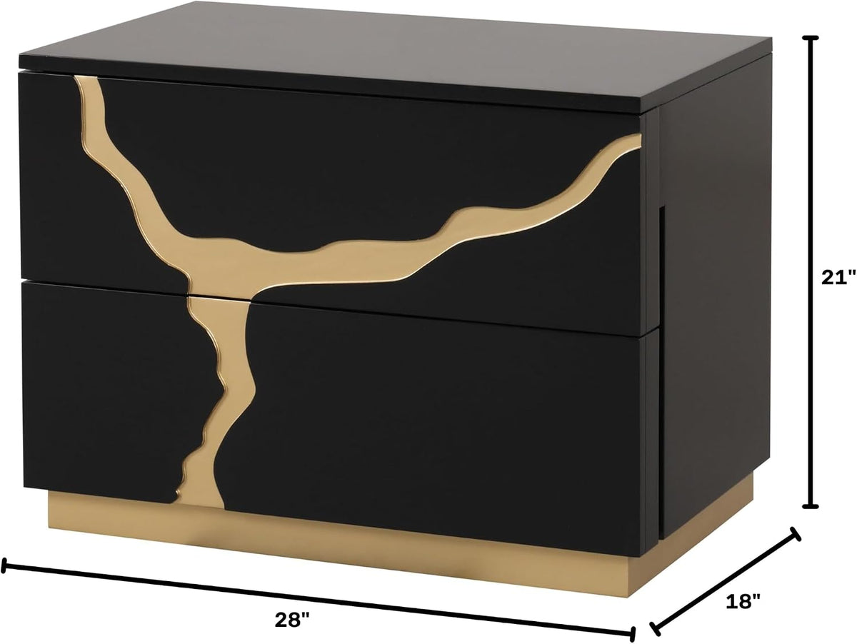 Quanta Black Two-Drawer Nightstand