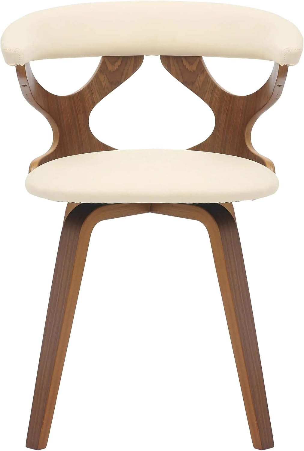 LeisureMod Klyne Leather Dining Chair with Poplar Wood Frame – Mid-Century Wooden