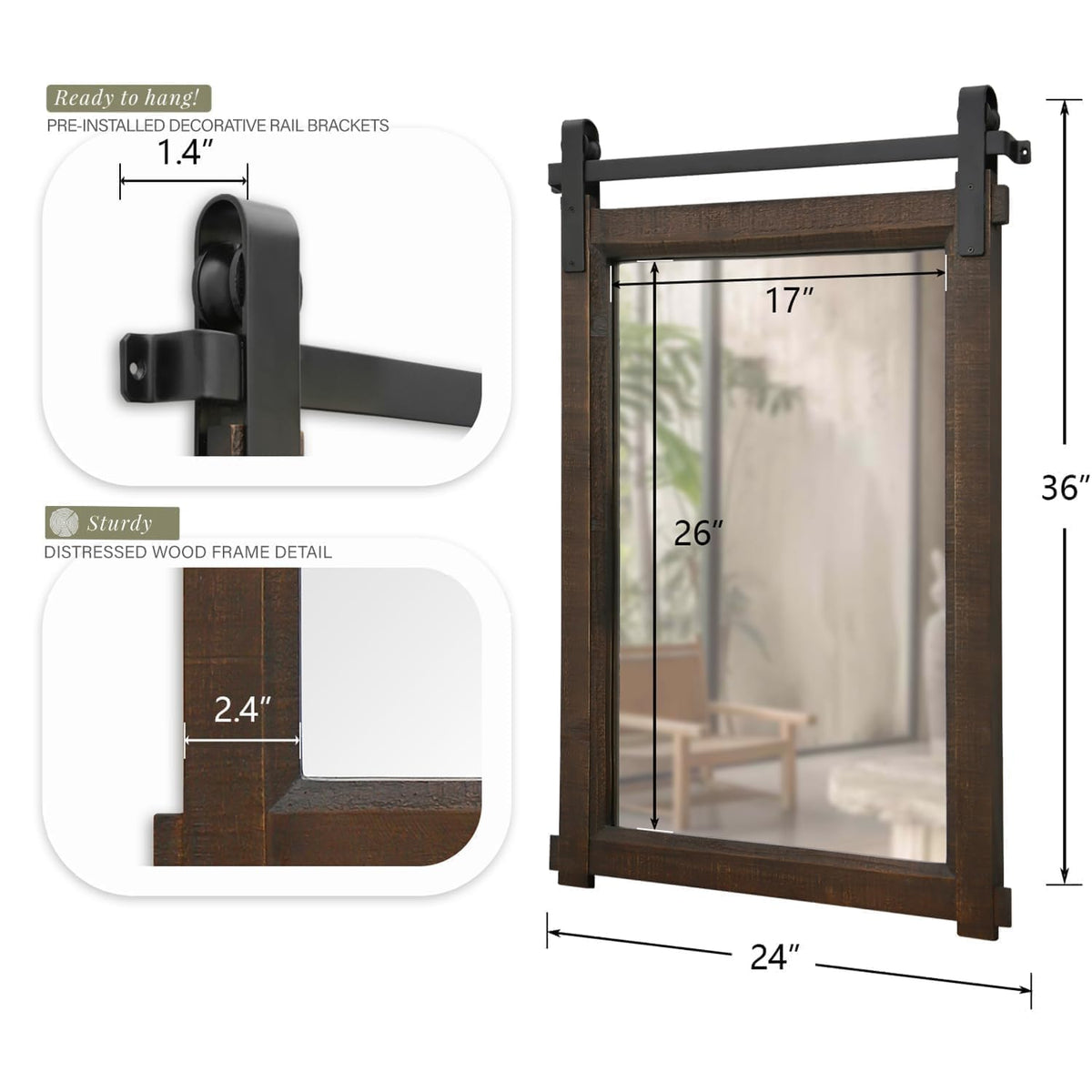 Rustic Barn-Door Bathroom Vanity Mirror