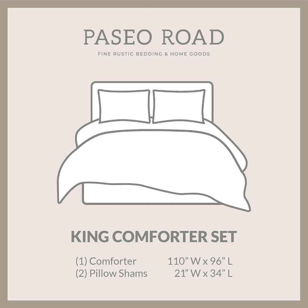Paseo Road Chalet Aztec 3 Piece King Cream Brown Chenille Comforter Set