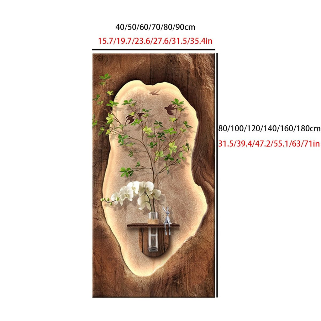 3D LED Sandstone Wall Art with Orchid Vase Detail