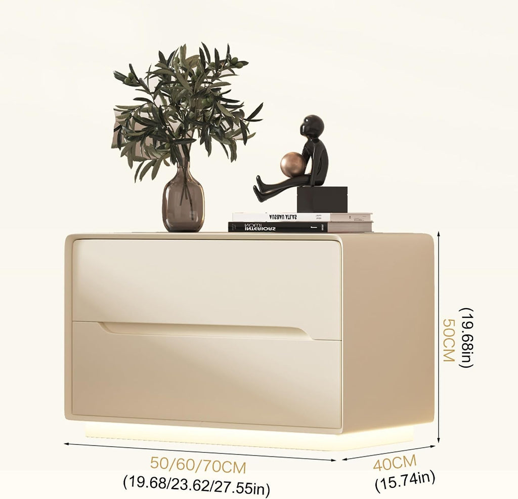 Night Stand Nightstand with LED Light Dresser Bedside Table Side Table for Bedroom End Table with Drawers Bedroom Furniture Storage Cabinet for Living Room Sofa(Gray,50 * 40 * 50cm)