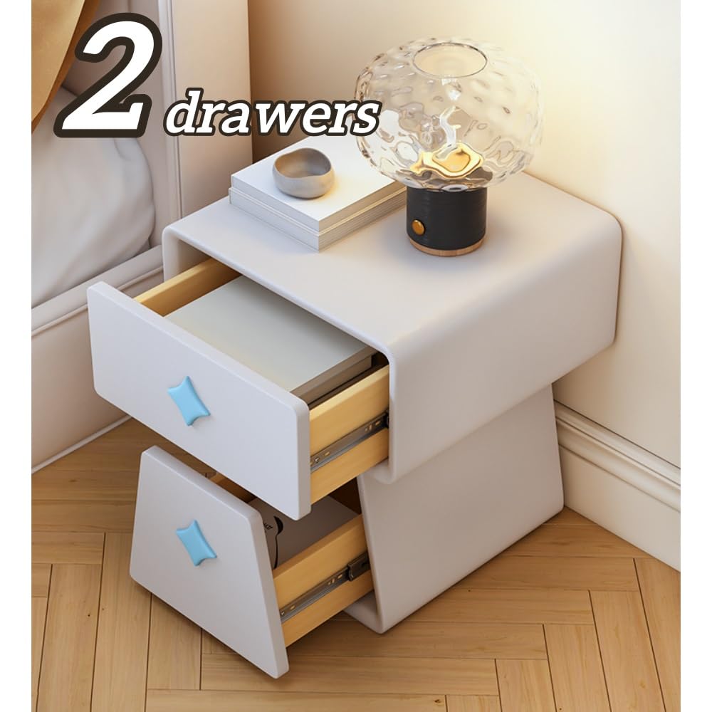 Charming 2-Drawer Nightstand, Solid Wood Bedside Table with Drawers, Chic Bedroom Nightstand, Side Table with Drawers(Orange,19.7in)