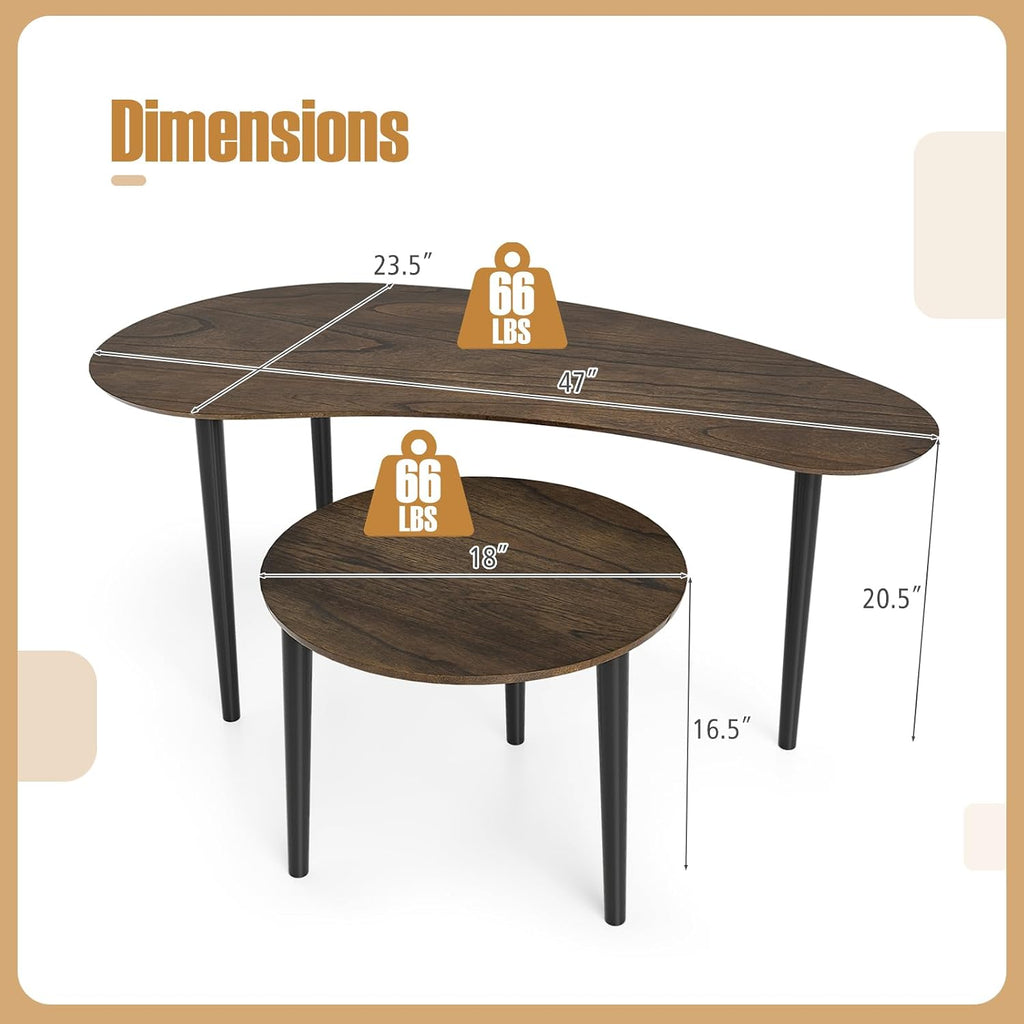 Kidney & Round Nesting Table Set