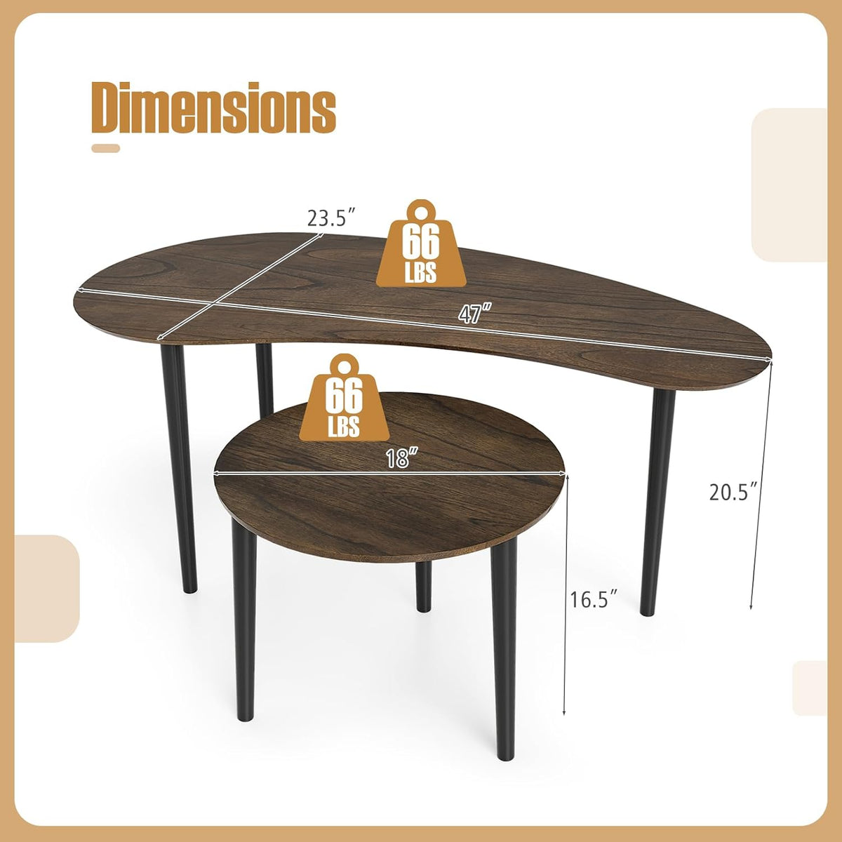 Kidney & Round Nesting Table Set
