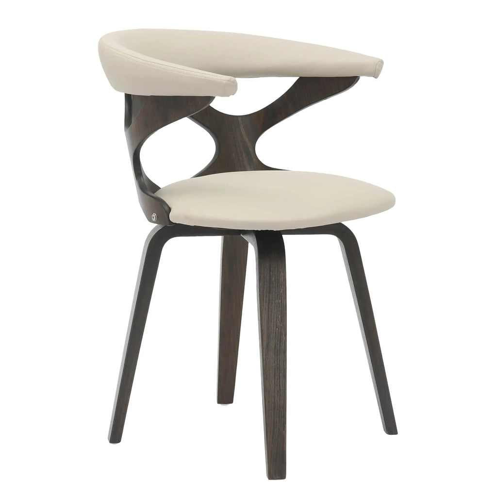 LeisureMod Klyne Leather Dining Chair with Poplar Wood Frame – Mid-Century Wooden