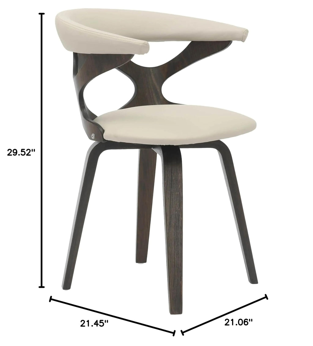 LeisureMod Klyne Leather Dining Chair with Poplar Wood Frame – Mid-Century Wooden