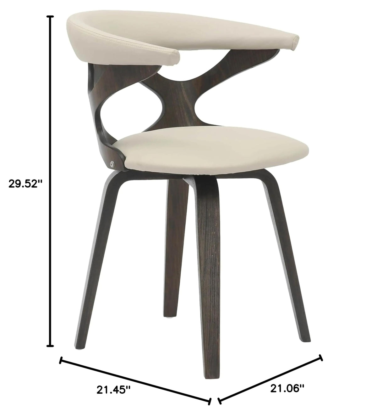 LeisureMod Klyne Leather Dining Chair with Poplar Wood Frame – Mid-Century Wooden