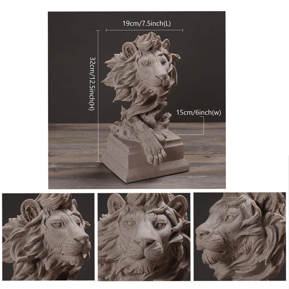 H&W Sandstone Lion Statue, The King of Beast, Collectible Figurines, Golden