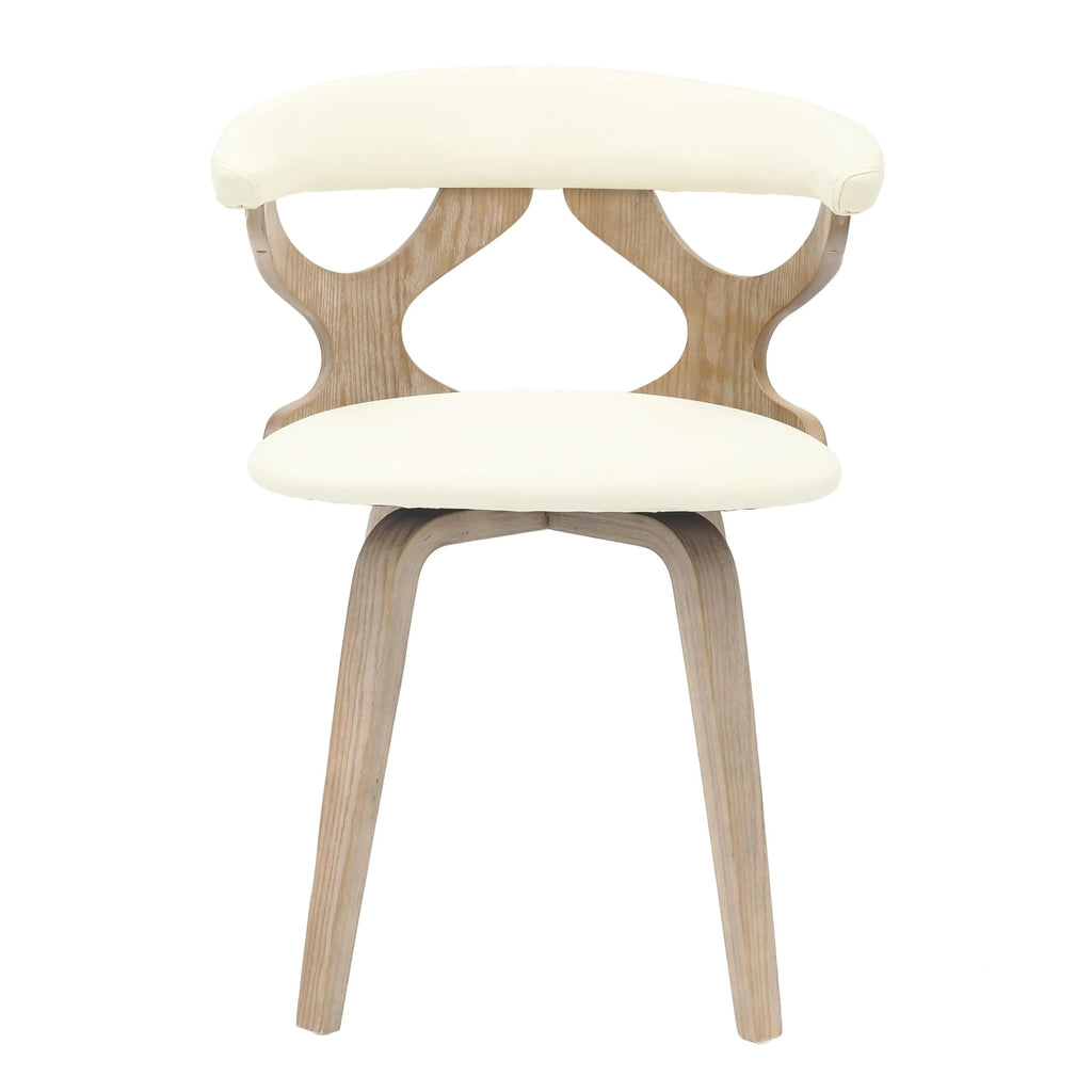 LeisureMod Klyne Leather Dining Chair with Poplar Wood Frame – Mid-Century Wooden