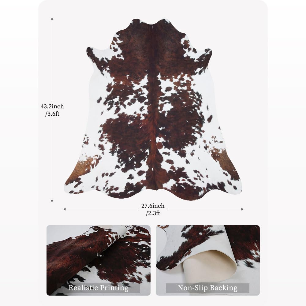 Faux Cowhide Rug 4.6x5.2 ft Cow Hide Faux Cowhide for Living Room Bedroom Dining