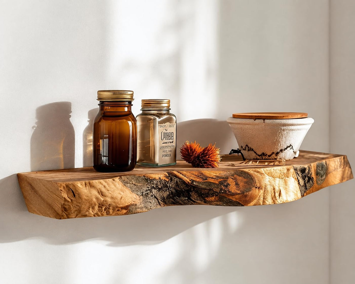Rustic Live-Edge Floating Wall Shelf
