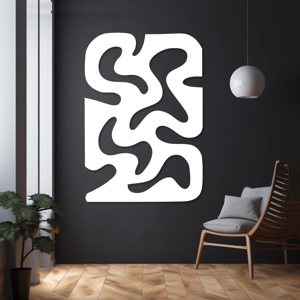 Curved Geometric Metal Wall Sculpture