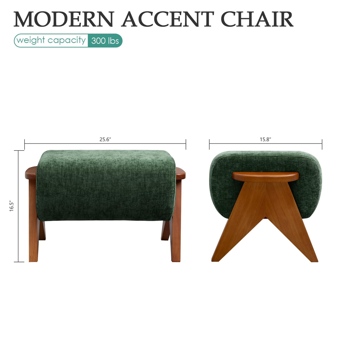 2 Pcs Home Accent Chair Mid Century Modern Accent Chair with Wood Frame