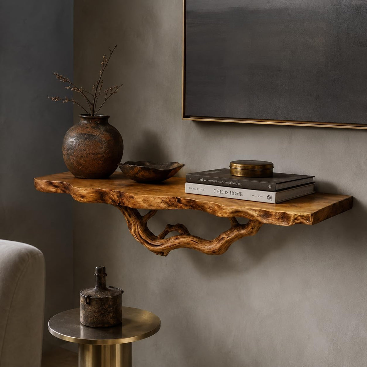 Handmade Solid Wood Tree Branch Bookshelf