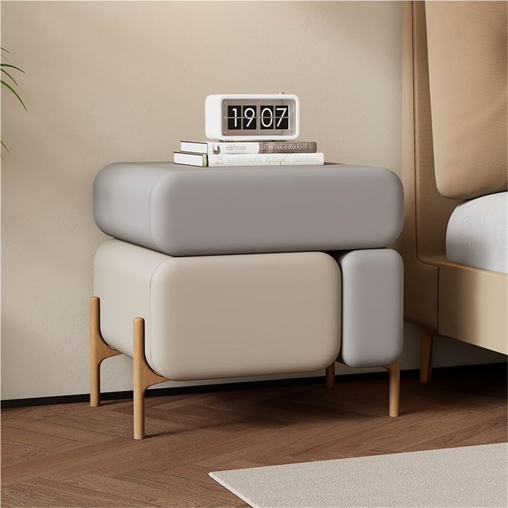 Light Luxury Nightstand, 3 Drawer Night Stand, Multi-Functional Bedside Table, Side Table, End Table for Bedroom, Living Room(Black,17.7in)
