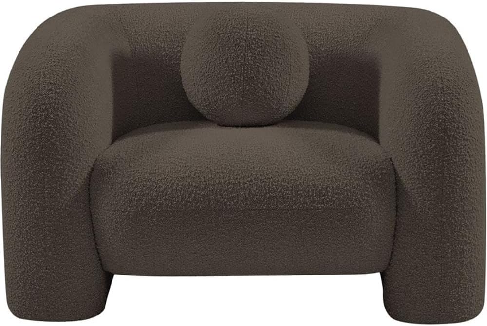 Art Deco Bouclé Accent Chair with Ball Pillow