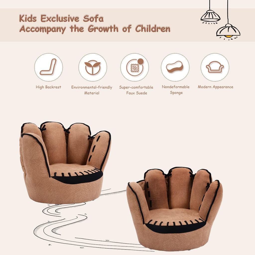 Kids Baseball Glove Toddler Armchair Couch with Solid Wood Frame for Playroom