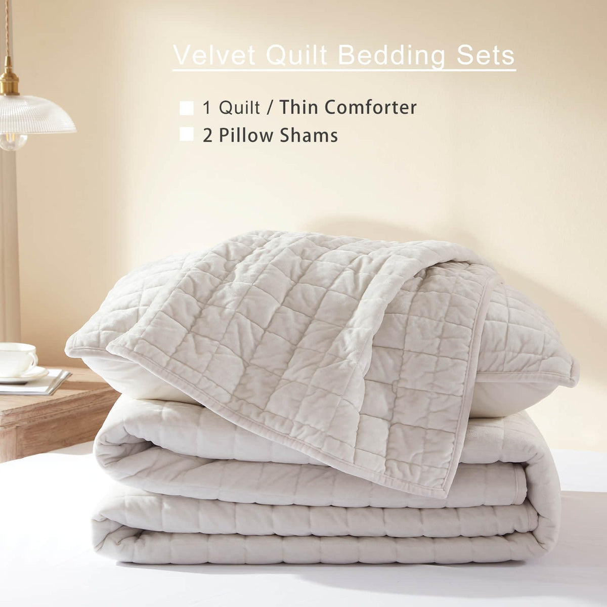 LEAONME Velvet Quilt King Size-98''x106''