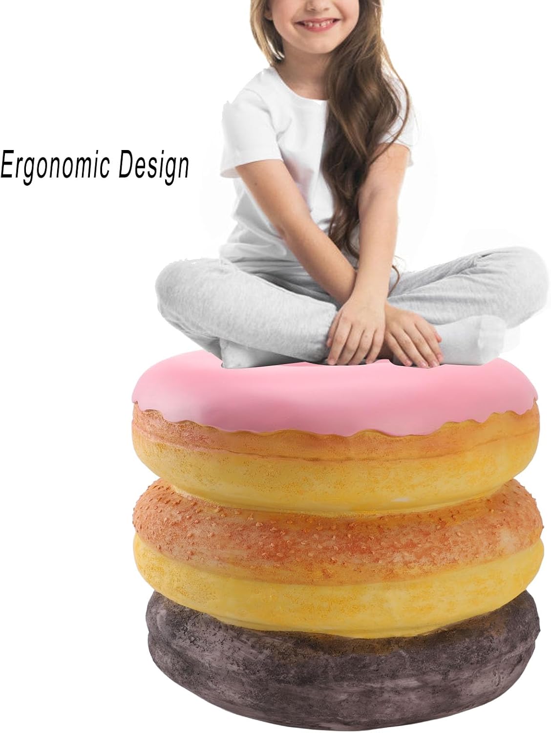 Shoe Changing Stool, Decorative Donut Shape Simulated Food Stool for Hallway Dorm Room Office