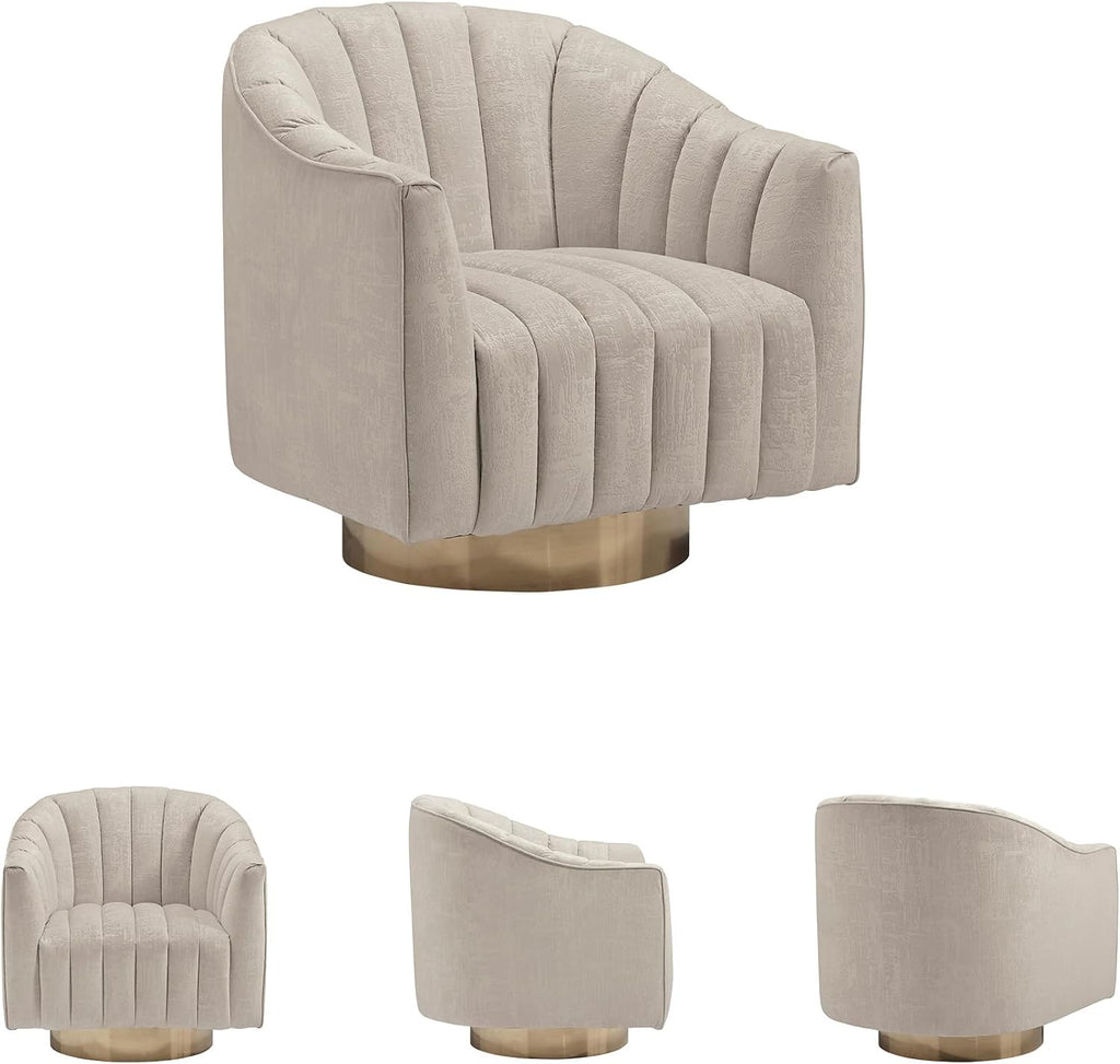 Signature Design by Ashley Swivel Barrel Accent Chair, Pearl, Penzlin